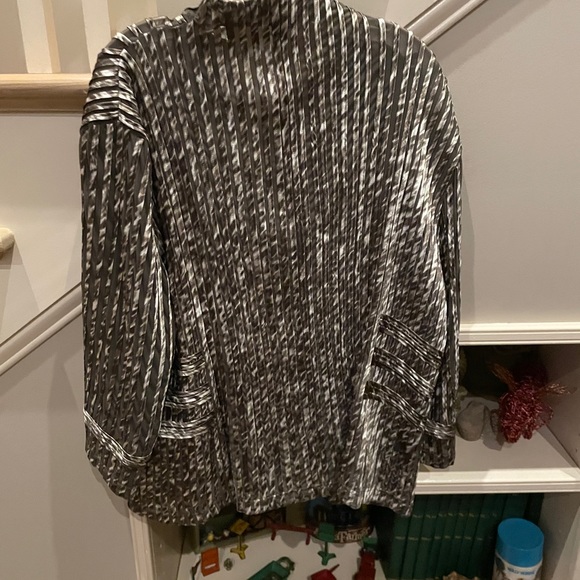 Chico’s jacket - size 3. Stripes of sheer fabric and pretty neutral fabric. - Picture 2 of 5